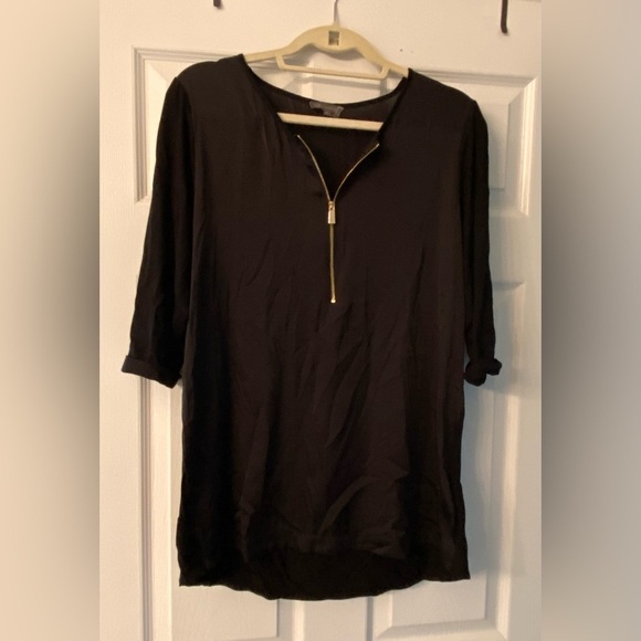 VINCE CAMUTO L Black Knit Tunic Silky Front Gold Zipper Detail R $79 - Picture 8 of 8